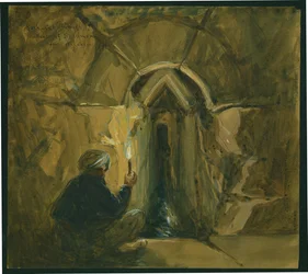 Tunel wykuty w skale, Stawy Salomona, niedaleko Betlejem, 1872 (wc i ołówek na papierze)